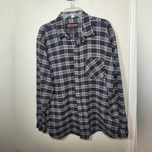 Men’s North Point Black Cotton Flannel Button Down Shirt sz XL